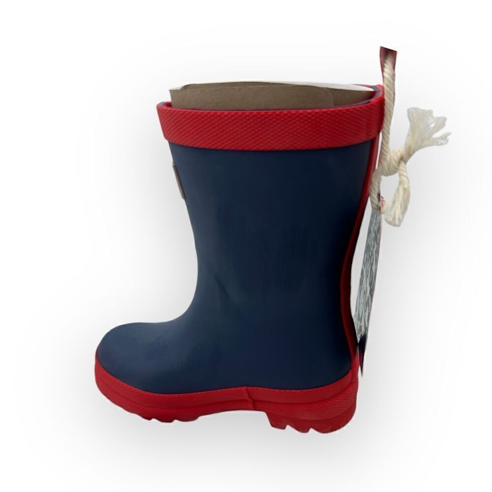 NWT Hatley Kids Classic Matte Rain Boots Navy Blue Red Size 6 - Picture 8 of 10
